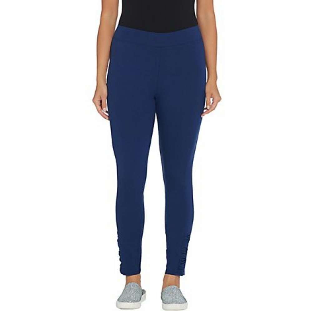 Denim and company pull on leggings  with ruching